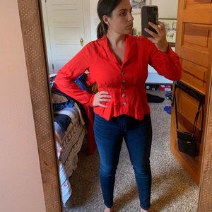 Anthropologie Red Blouse